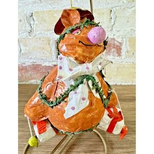 Vintage 1978 Fozzie Bear Muppets Paper Mache Christmas Ornament Jim Henson Retro
